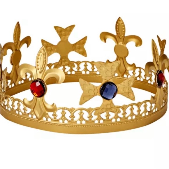 Medium King Gold Crown with Red and Blue Gems - Picture 5 of 6